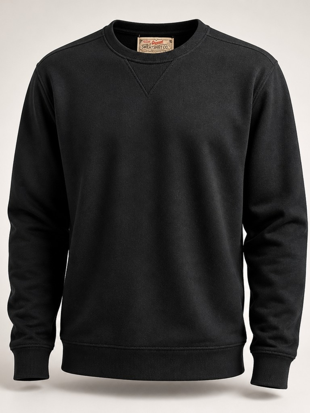 Jachs NY Mens Crew Neck Sweatshirt L Black 100% Cotton Pullover  5032